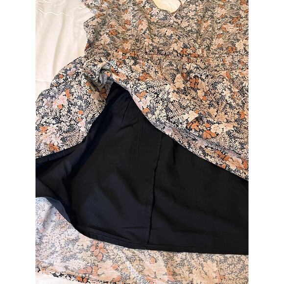 American Eagle Cotton Linen Blend Lined Dress XL Wrap V Neck Floral Tiered Skirt - Picture 11 of 13